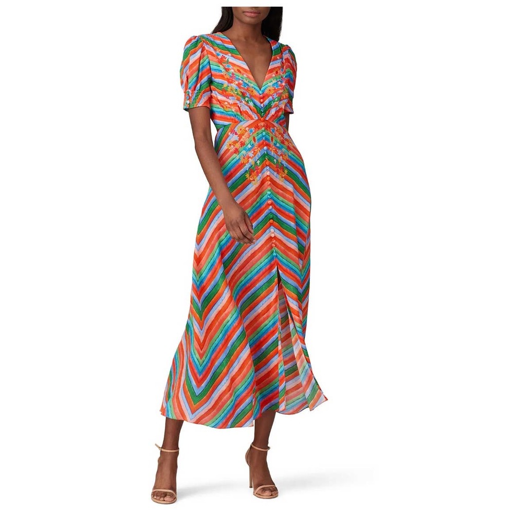 SALONI Striped Lea Silk Dress